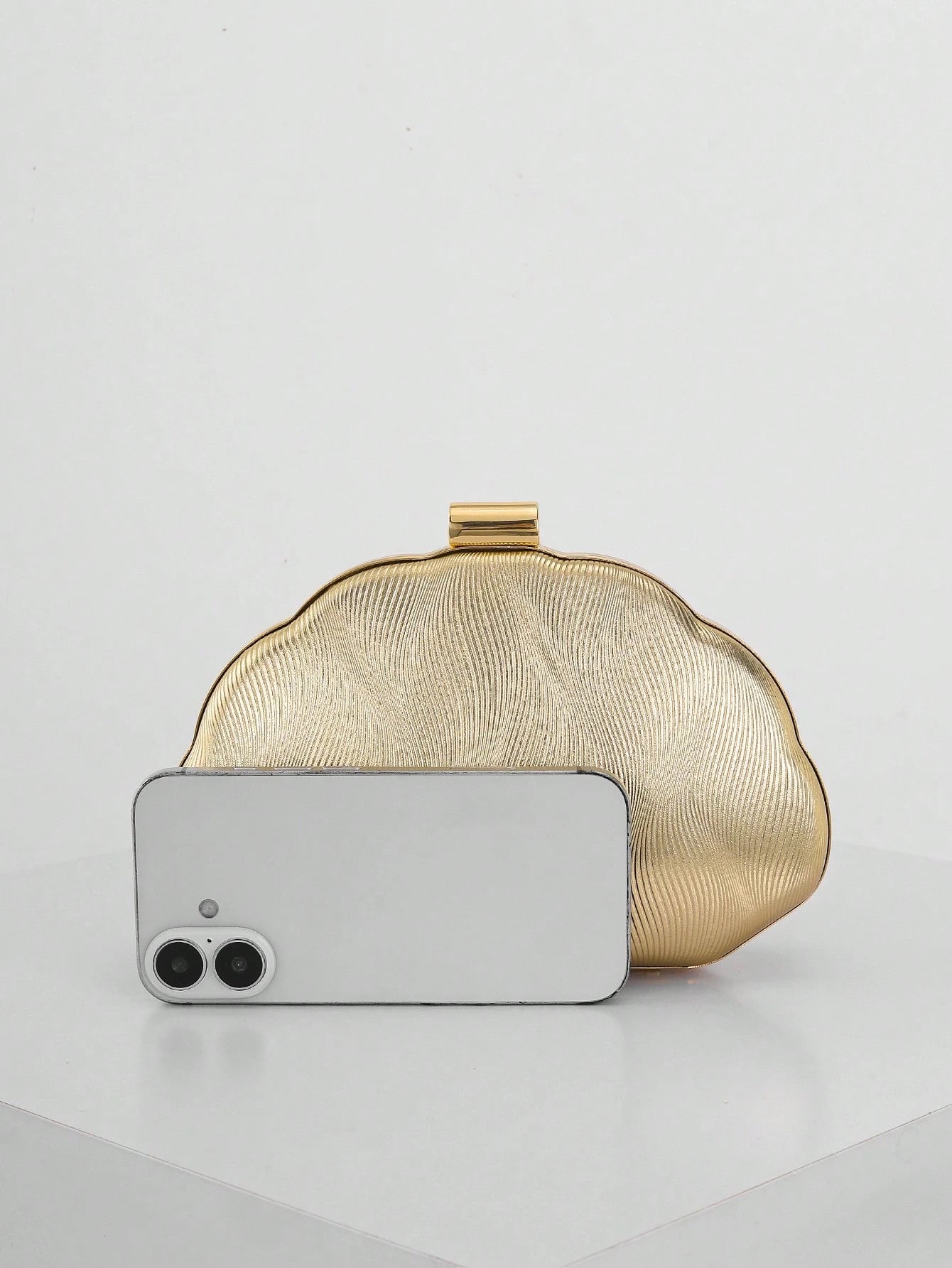 Women's Minimalist Shell Shaped Luxury Leather Clutch Bag, Elegant & Charming Evening Dress Purse, Wedding Items