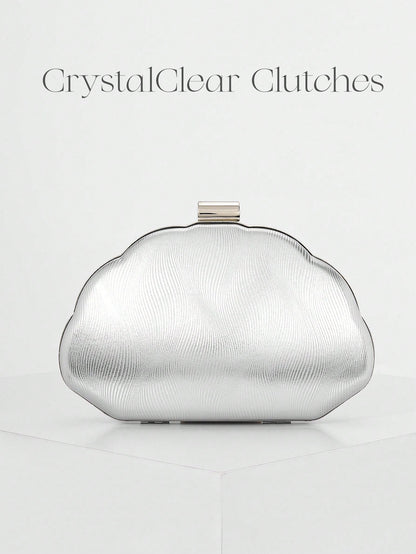 Women's Minimalist Shell Shaped Luxury Leather Clutch Bag, Elegant & Charming Evening Dress Purse, Wedding Items