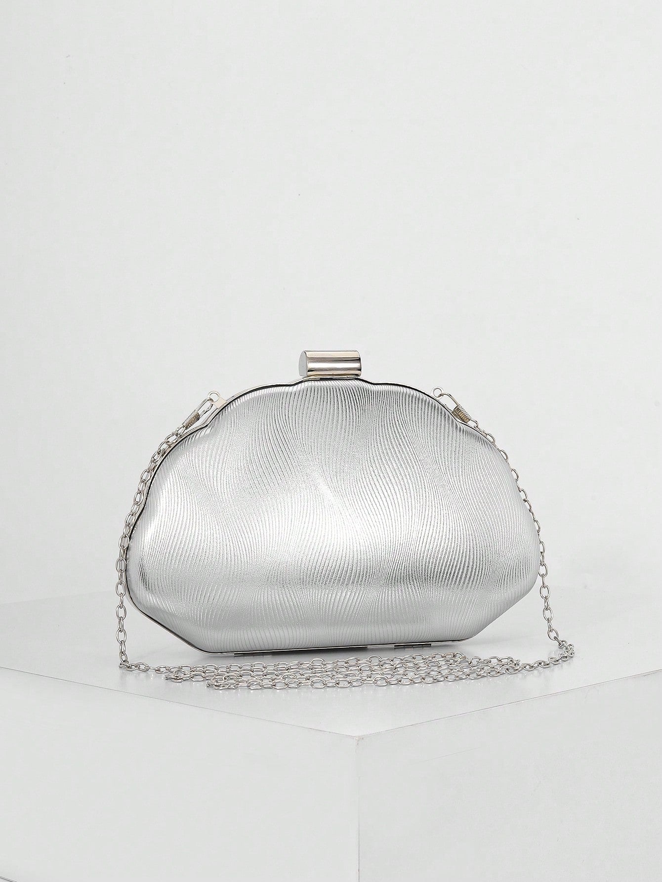 Women's Minimalist Shell Shaped Luxury Leather Clutch Bag, Elegant & Charming Evening Dress Purse, Wedding Items
