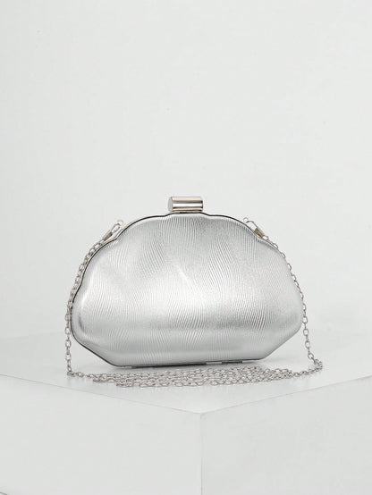 Women's Minimalist Shell Shaped Luxury Leather Clutch Bag, Elegant & Charming Evening Dress Purse, Wedding Items