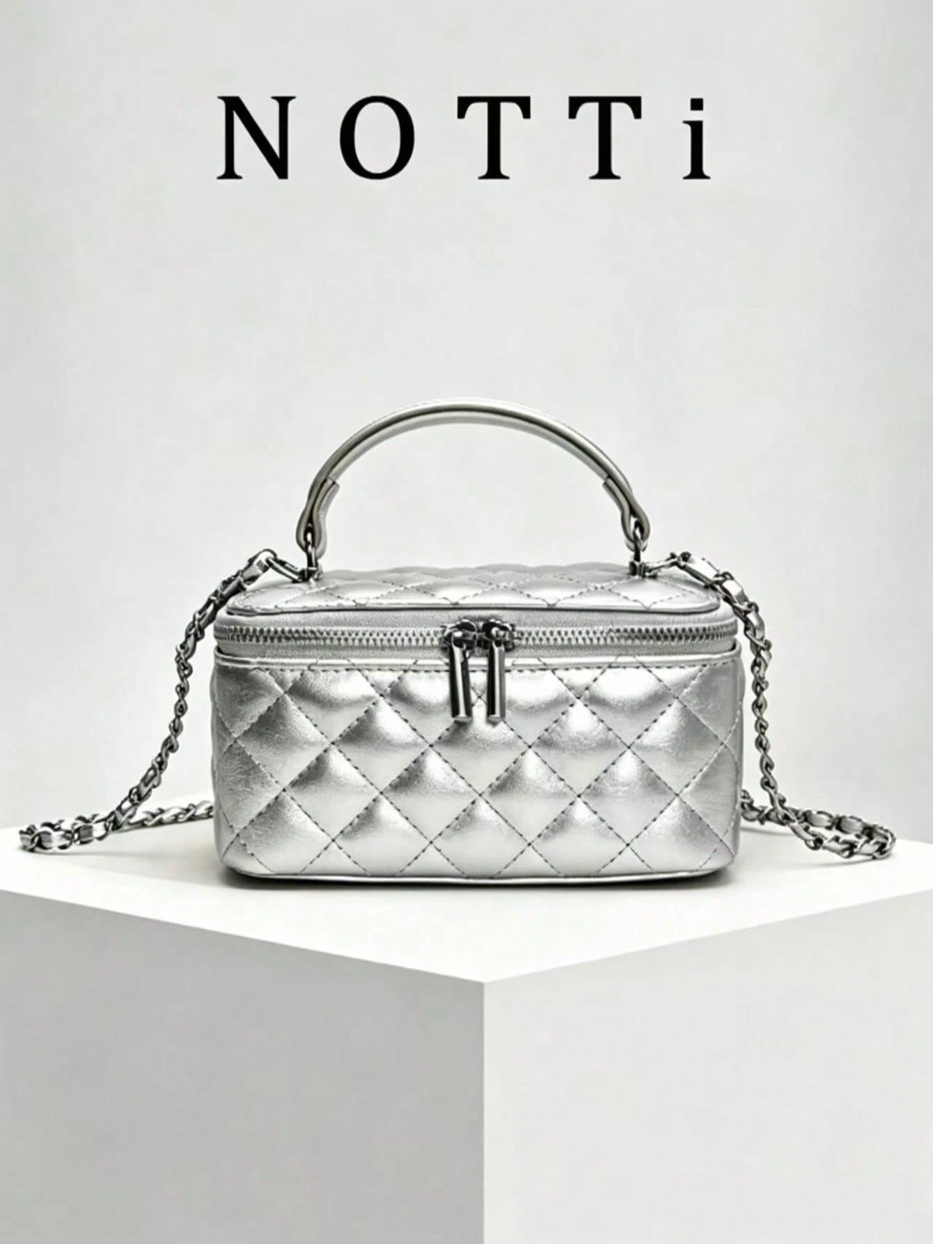 Women's New Quilted Diamond Chain Box Bag, Fashion Embroidered Handheld Crossbody Bag