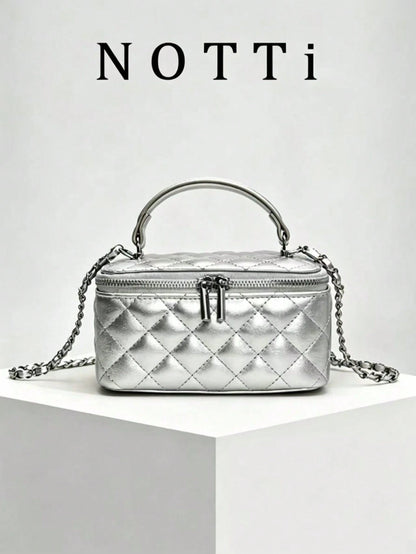 Women's New Quilted Diamond Chain Box Bag, Fashion Embroidered Handheld Crossbody Bag