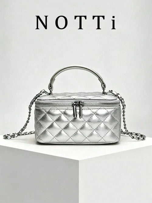 Women's New Quilted Diamond Chain Box Bag, Fashion Embroidered Handheld Crossbody Bag