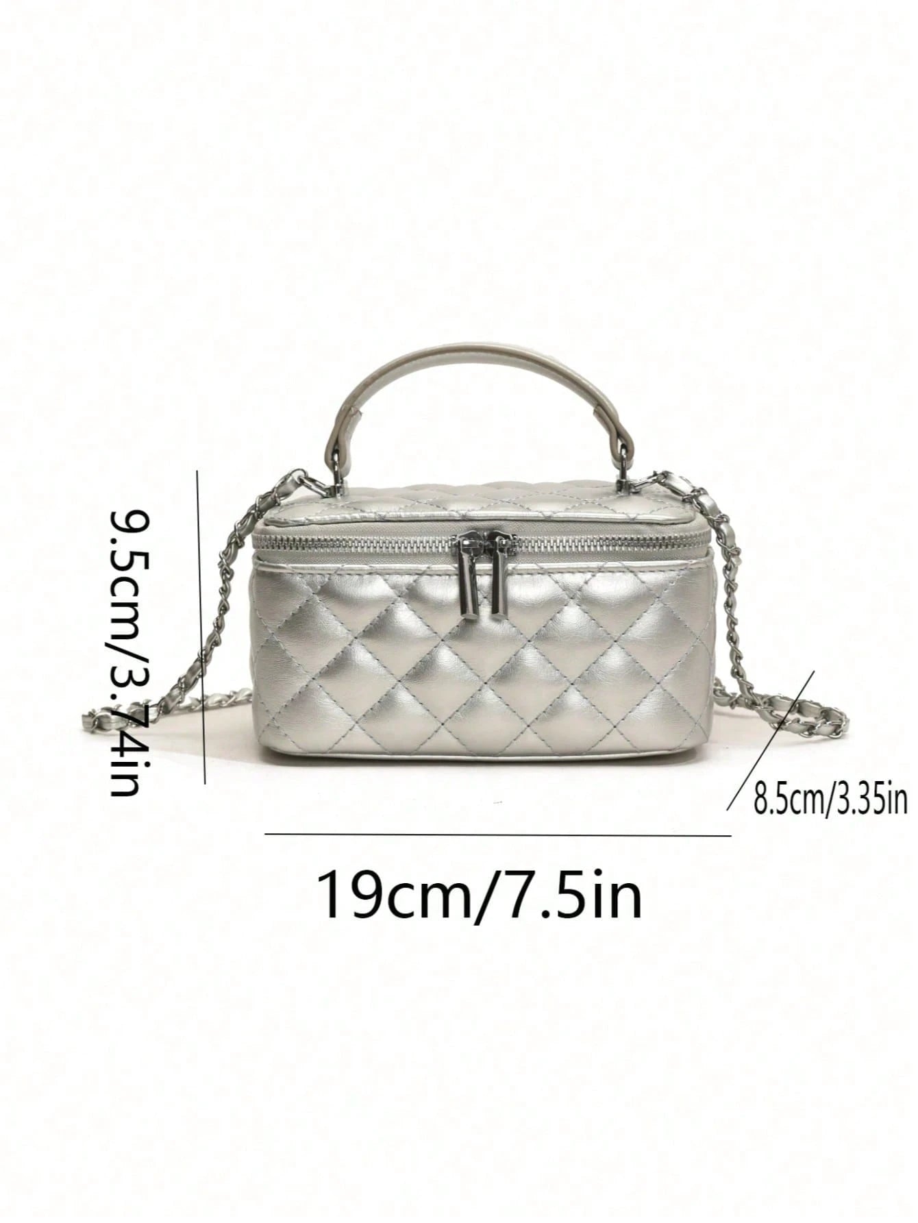 Women's New Quilted Diamond Chain Box Bag, Fashion Embroidered Handheld Crossbody Bag