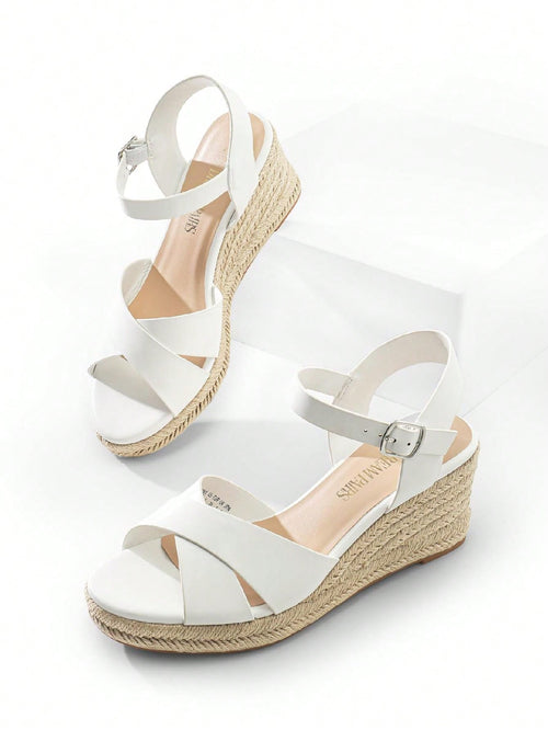 Women's Platform Wedges Sandals Espadrille Dressy Casual Summer Comfortable High Heeled With Adjustable Buckle Shoes