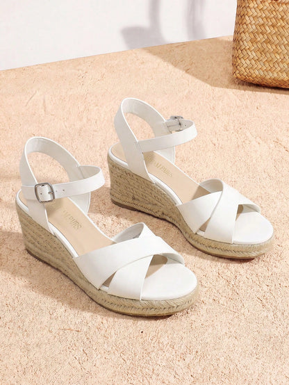 Women's Platform Wedges Sandals Espadrille Dressy Casual Summer Comfortable High Heeled With Adjustable Buckle Shoes