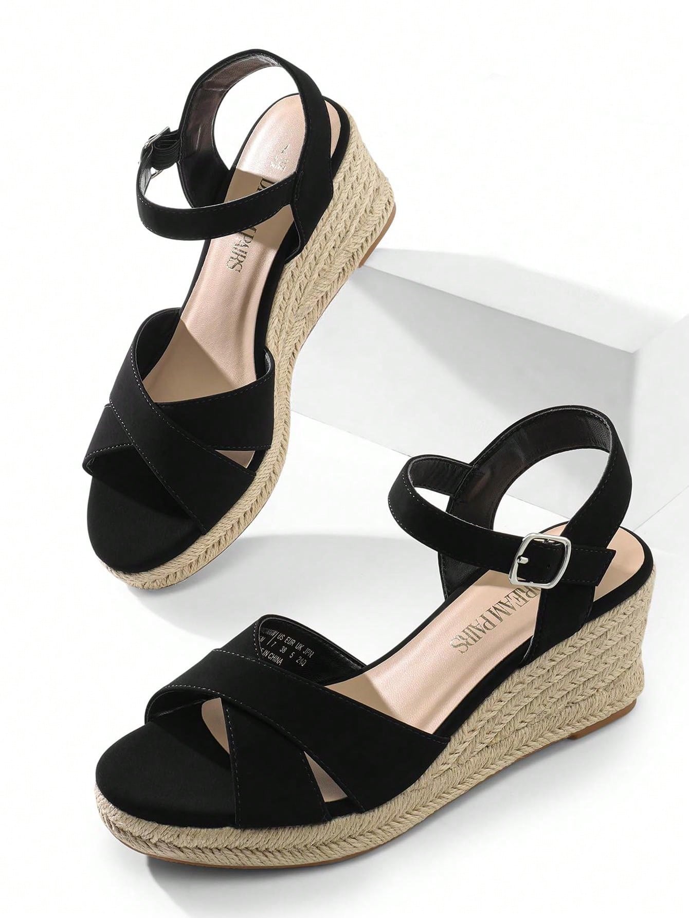 Women's Platform Wedges Sandals Espadrille Dressy Casual Summer Comfortable High Heeled With Adjustable Buckle Shoes