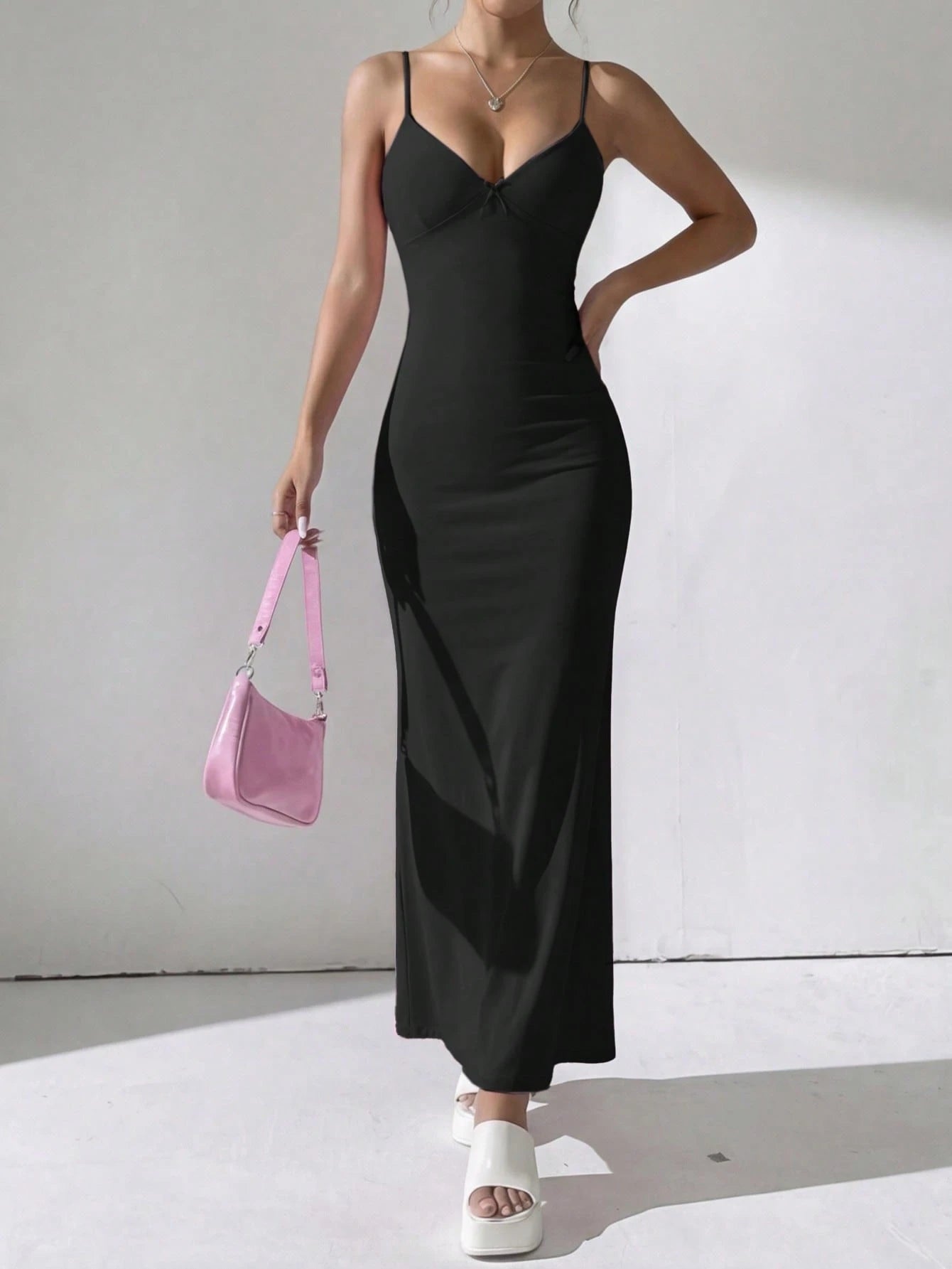 Women's Sexy Elegant Romantic Sunset Date Night Valentine's Day Fitted Lace Dress, Spaghetti Strap Long Dress Party Black Summer