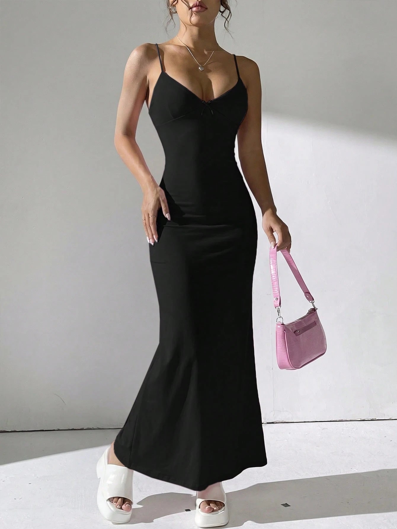 Women's Sexy Elegant Romantic Sunset Date Night Valentine's Day Fitted Lace Dress, Spaghetti Strap Long Dress Party Black Summer