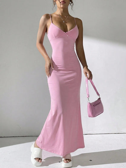 Women's Sexy Elegant Romantic Sunset Date Night Valentine's Day Fitted Lace Dress, Spaghetti Strap Long Dress Party Black Summer