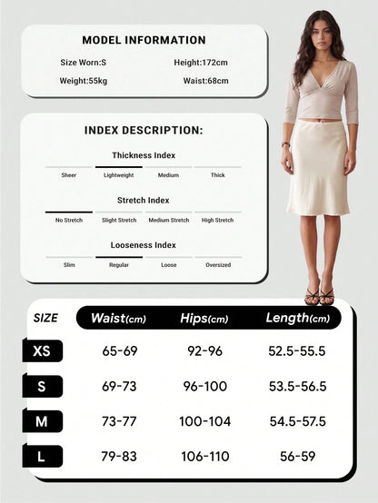 Women's Silky Satin Skirt With Cute Bow Detail, Lace Waistband, Flowy A-Line Skirt, Elegant Casual Outfit For Date, Holiday
