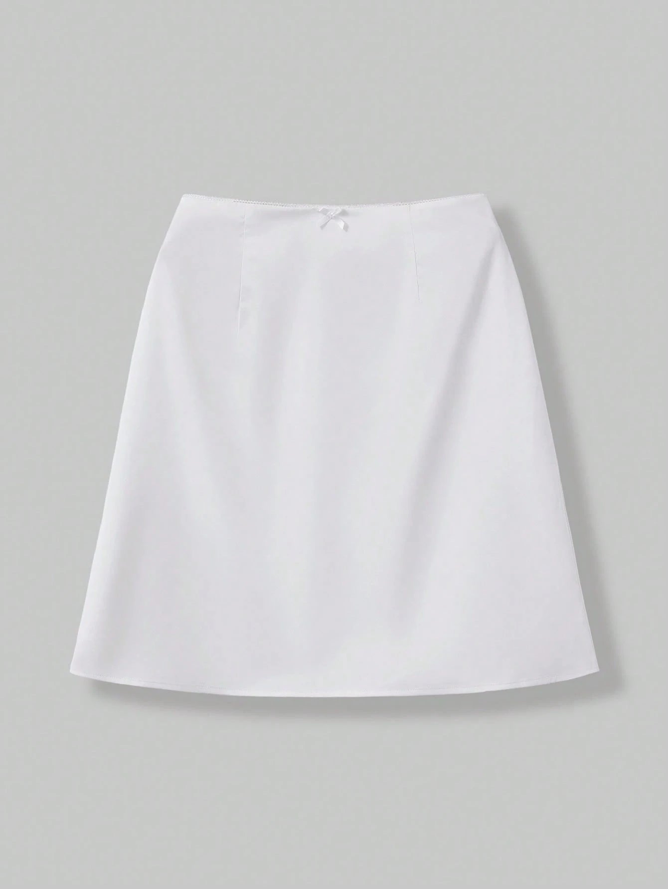 Women's Silky Satin Skirt With Cute Bow Detail, Lace Waistband, Flowy A-Line Skirt, Elegant Casual Outfit For Date, Holiday