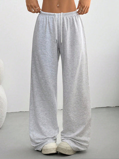 Women's Summer Simple Front Tie Loose Sweatpants, Casual Daily Wear, Graduation, Teacher For Women, Back To School Lounge Work Gray