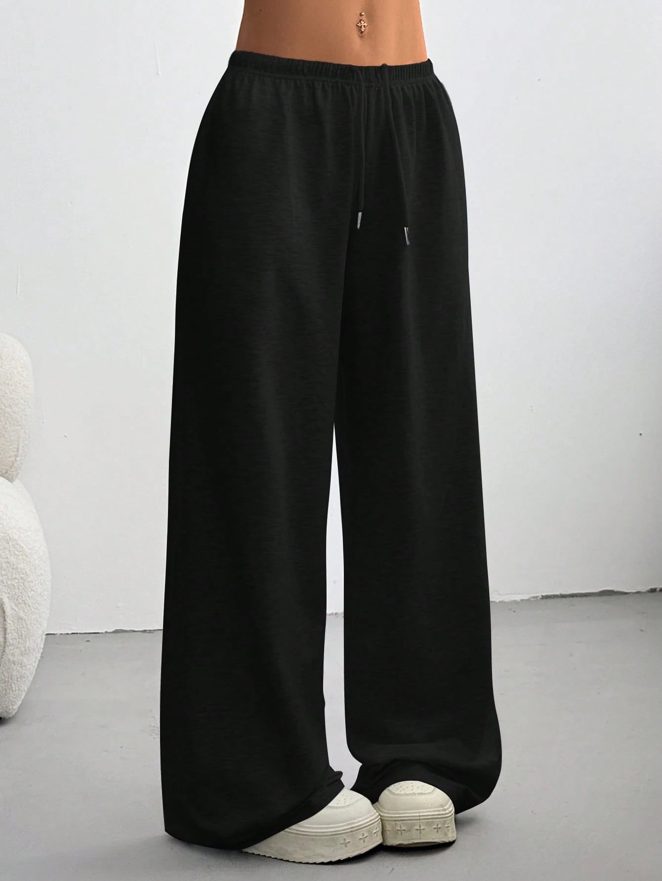 Women's Summer Simple Front Tie Loose Sweatpants, Casual Daily Wear, Graduation, Teacher For Women, Back To School Lounge Work Gray