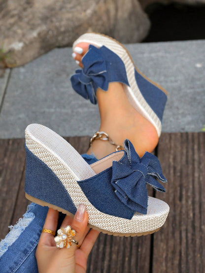 Women's Thick Sole Wedge Heel Slip-On Casual Lightweight Non-Slip Sandals Espadrille Slippers