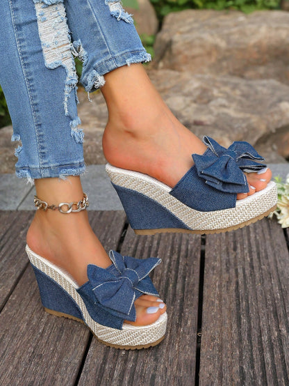 Women's Thick Sole Wedge Heel Slip-On Casual Lightweight Non-Slip Sandals Espadrille Slippers