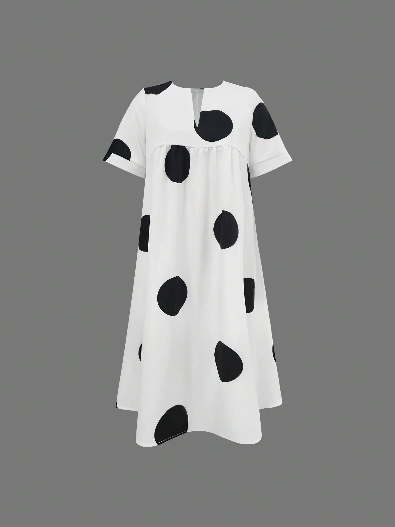 Women's V-Neck Printed Loose Casual Dress Elegant Summer Polka Dot