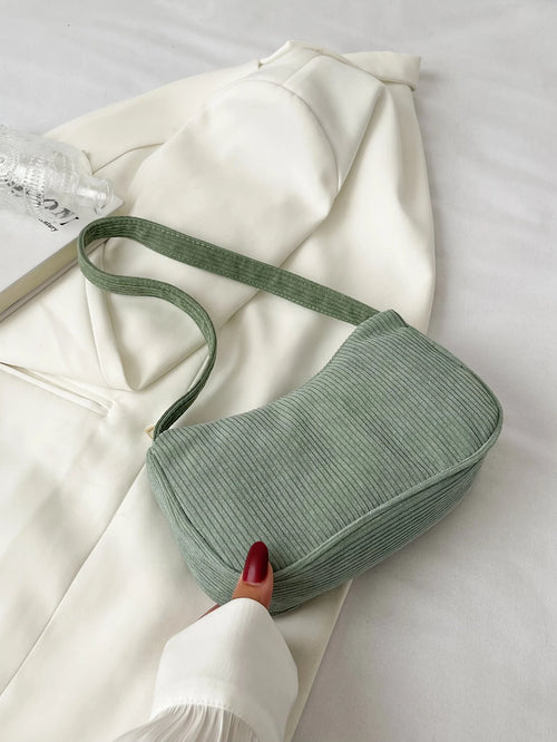 Women Shoulder Bag Minimalist Corduroy Bag, Perfectly Matching With Fall Outfits Women