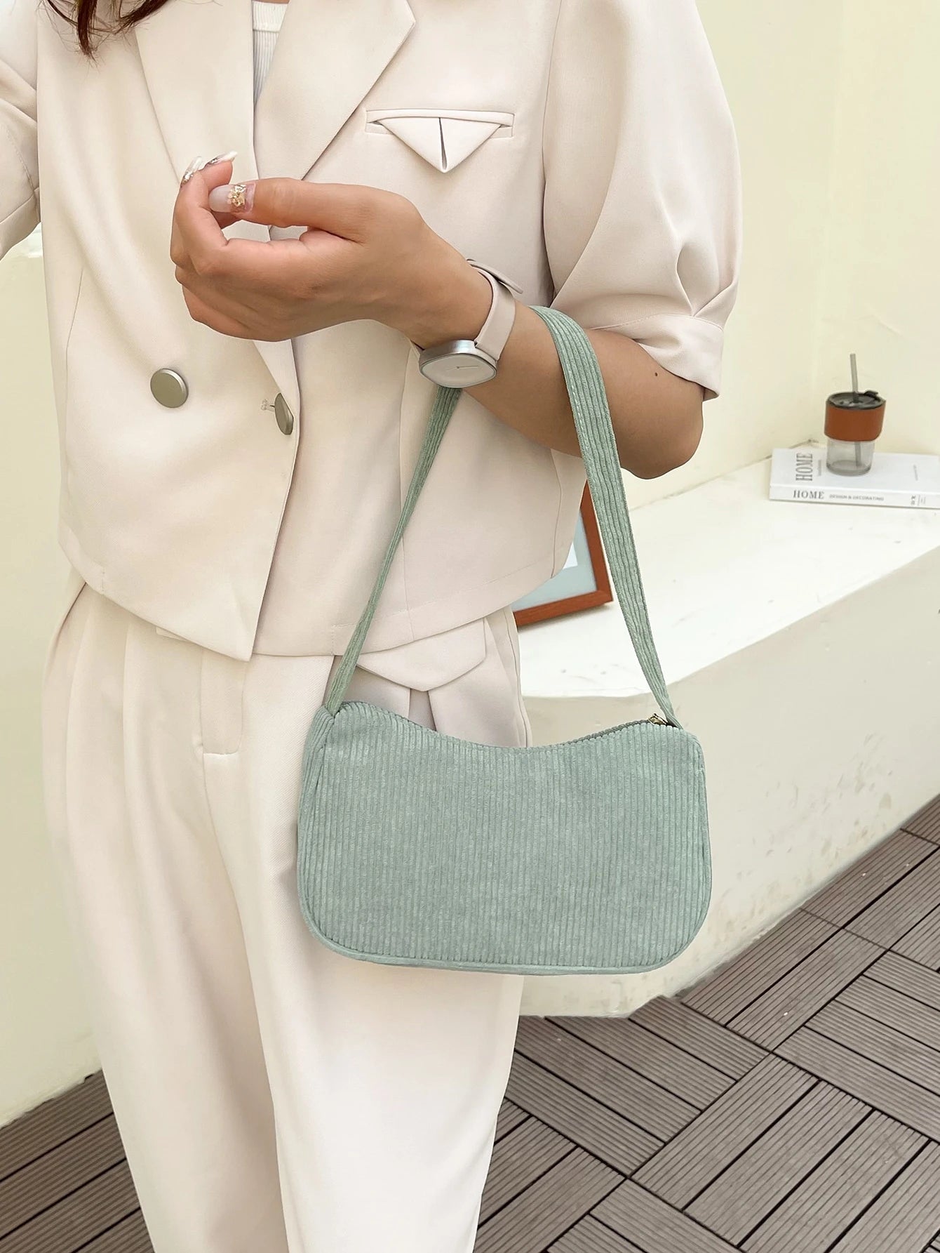 Women Shoulder Bag Minimalist Corduroy Bag, Perfectly Matching With Fall Outfits Women