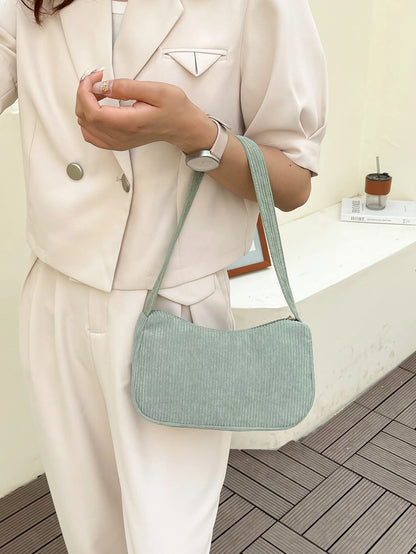 Women Shoulder Bag Minimalist Corduroy Bag, Perfectly Matching With Fall Outfits Women