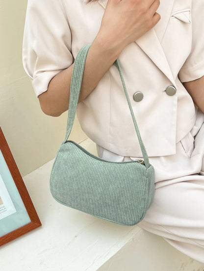 Women Shoulder Bag Minimalist Corduroy Bag, Perfectly Matching With Fall Outfits Women