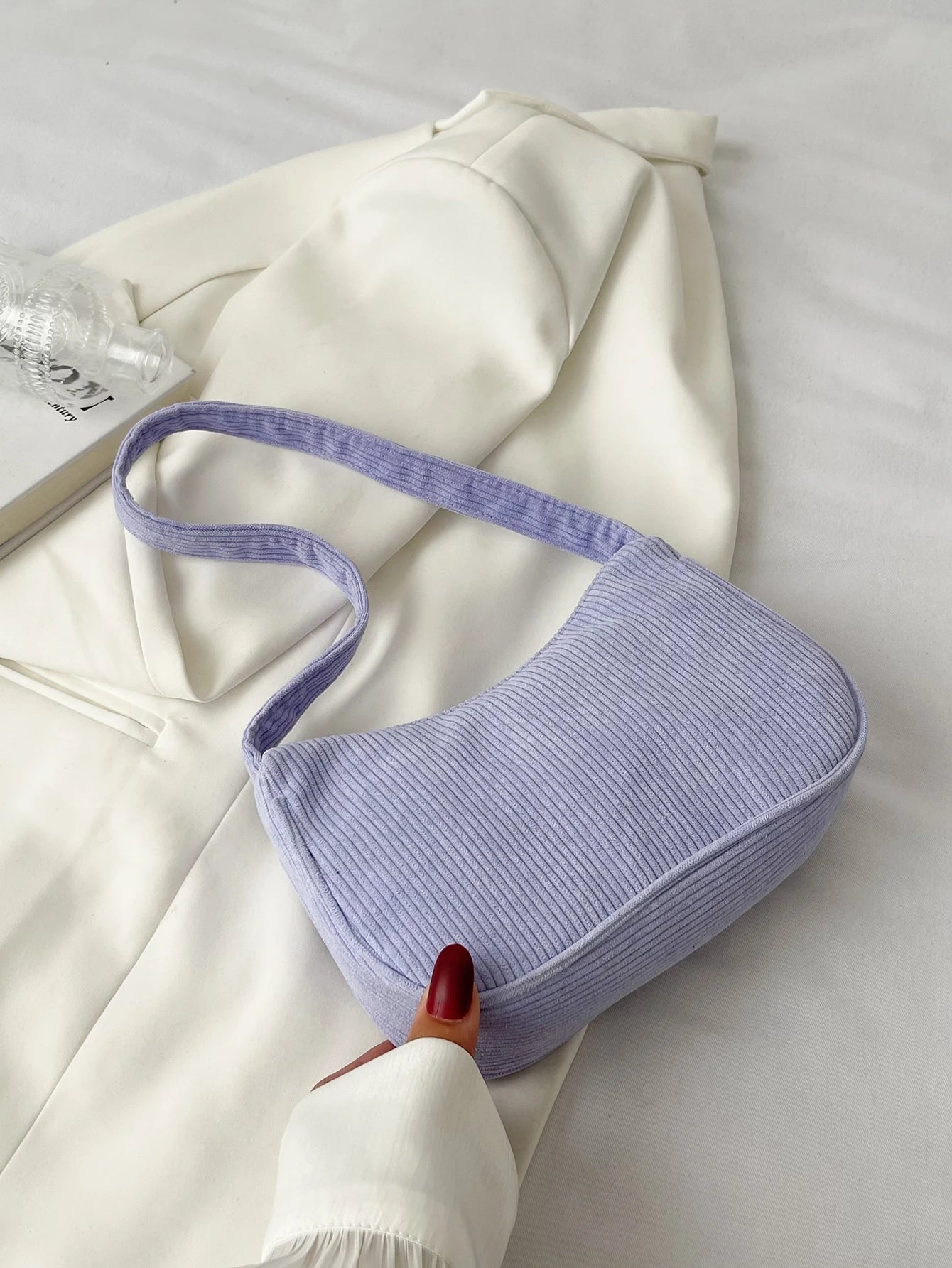 Women Shoulder Bag Minimalist Corduroy Bag, Perfectly Matching With Fall Outfits Women