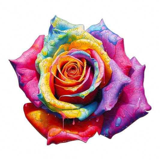 WOODBESTS 1PC Multicolored Rose Wooden Irregular Puzzle, Animal-Shaped 2D Jigsaw Toy For Kids And Adults. Educational Game, Great Gift For Party, Holiday, Christmas And Birthday. Unique Magical Deskto