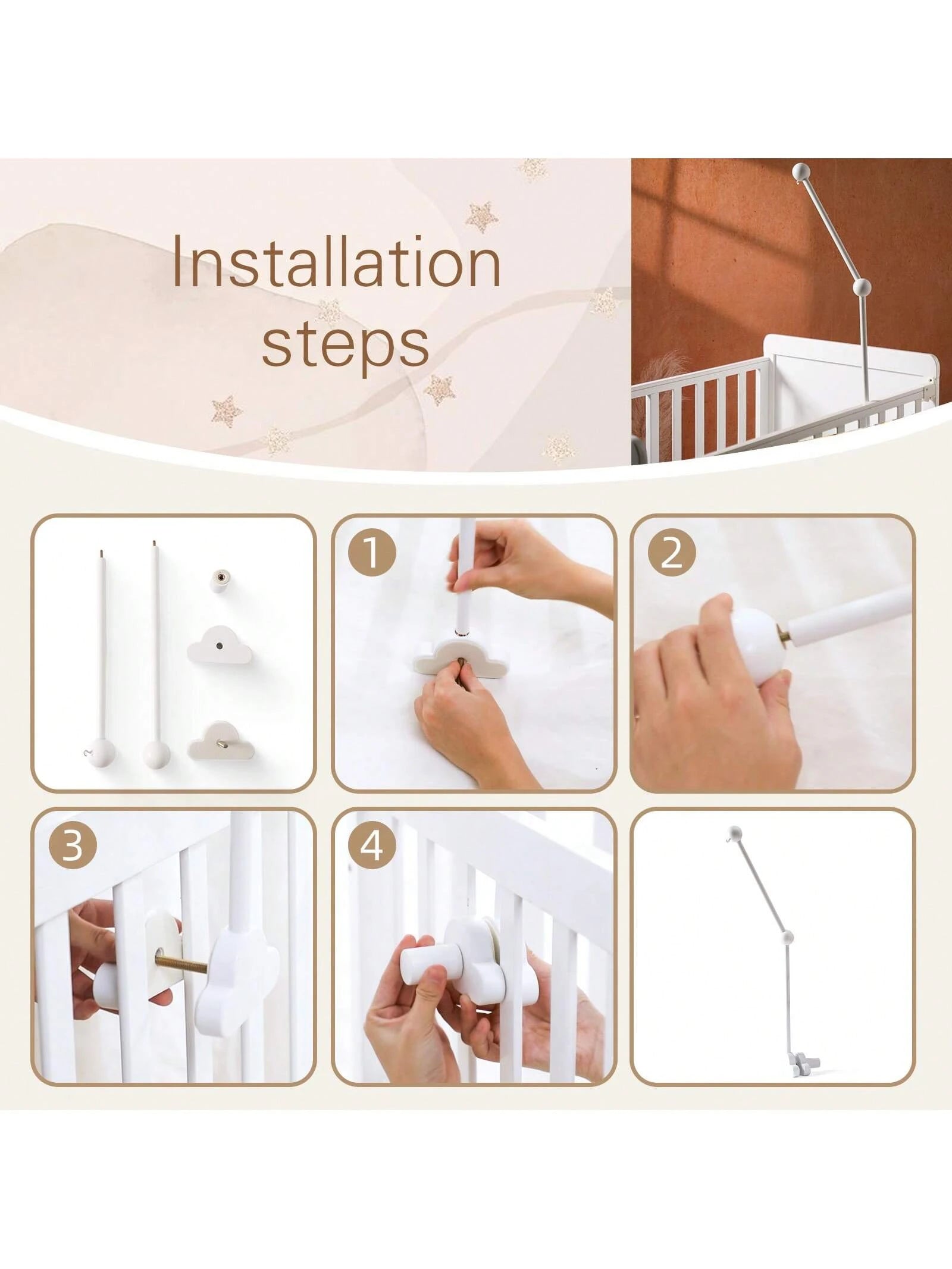 Wooden Bed Bell Bracket Wind Chime Rack Wooden Mobile Bed Bell Bracket Room Decoration Bracket Bed Bell Hanging Rattle Toys