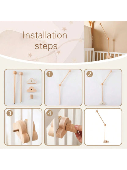 Wooden Bed Bell Bracket Wind Chime Rack Wooden Mobile Bed Bell Bracket Room Decoration Bracket Bed Bell Hanging Rattle Toys