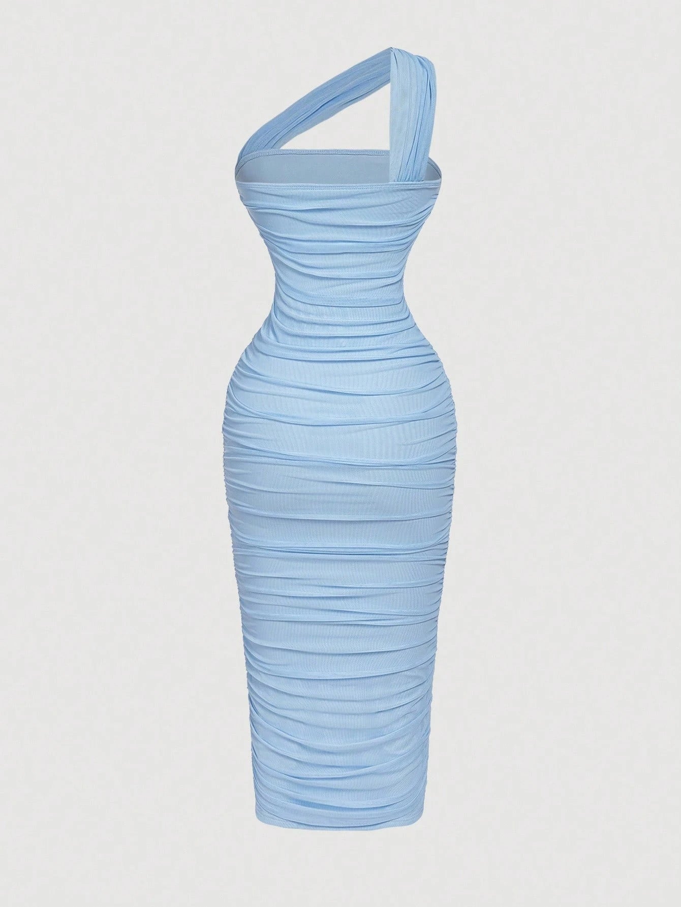 X Belle Mariano MOD Women's Vintage Asymmetric Ruched Sleeveless Dress, Blue Bodycon Dress
