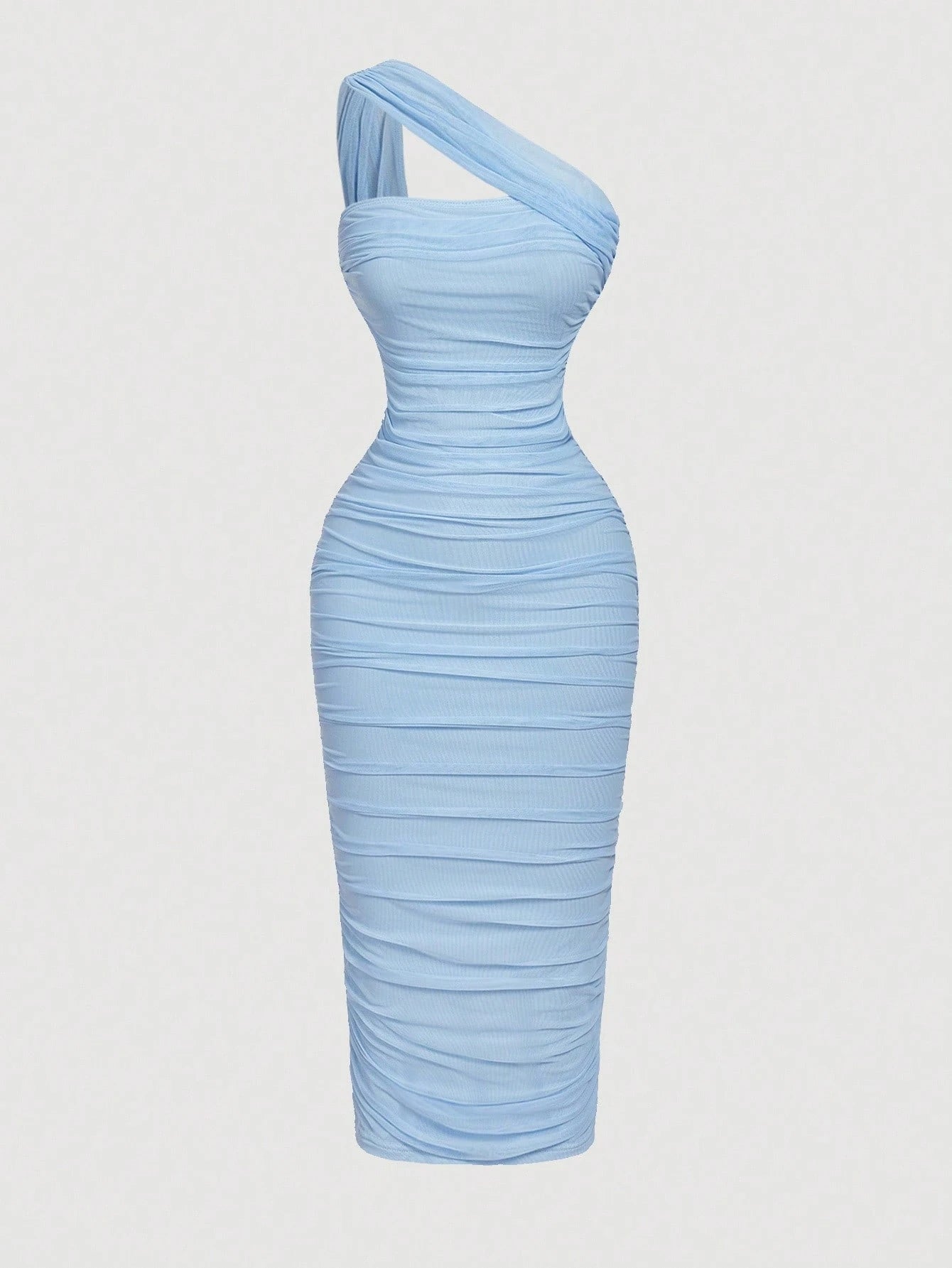 X Belle Mariano MOD Women's Vintage Asymmetric Ruched Sleeveless Dress, Blue Bodycon Dress