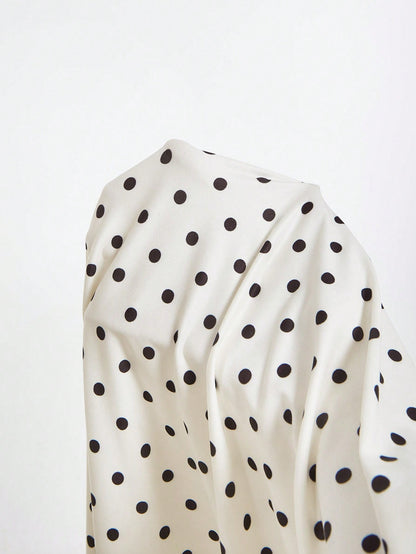 X Garcia Sisters MOD White With Black Polka Dots Summer Vintage Romantic Vacation Elegant Draped Neck Fishtail Dress For Women Wedding Guest Party Masquerade Ball Dress