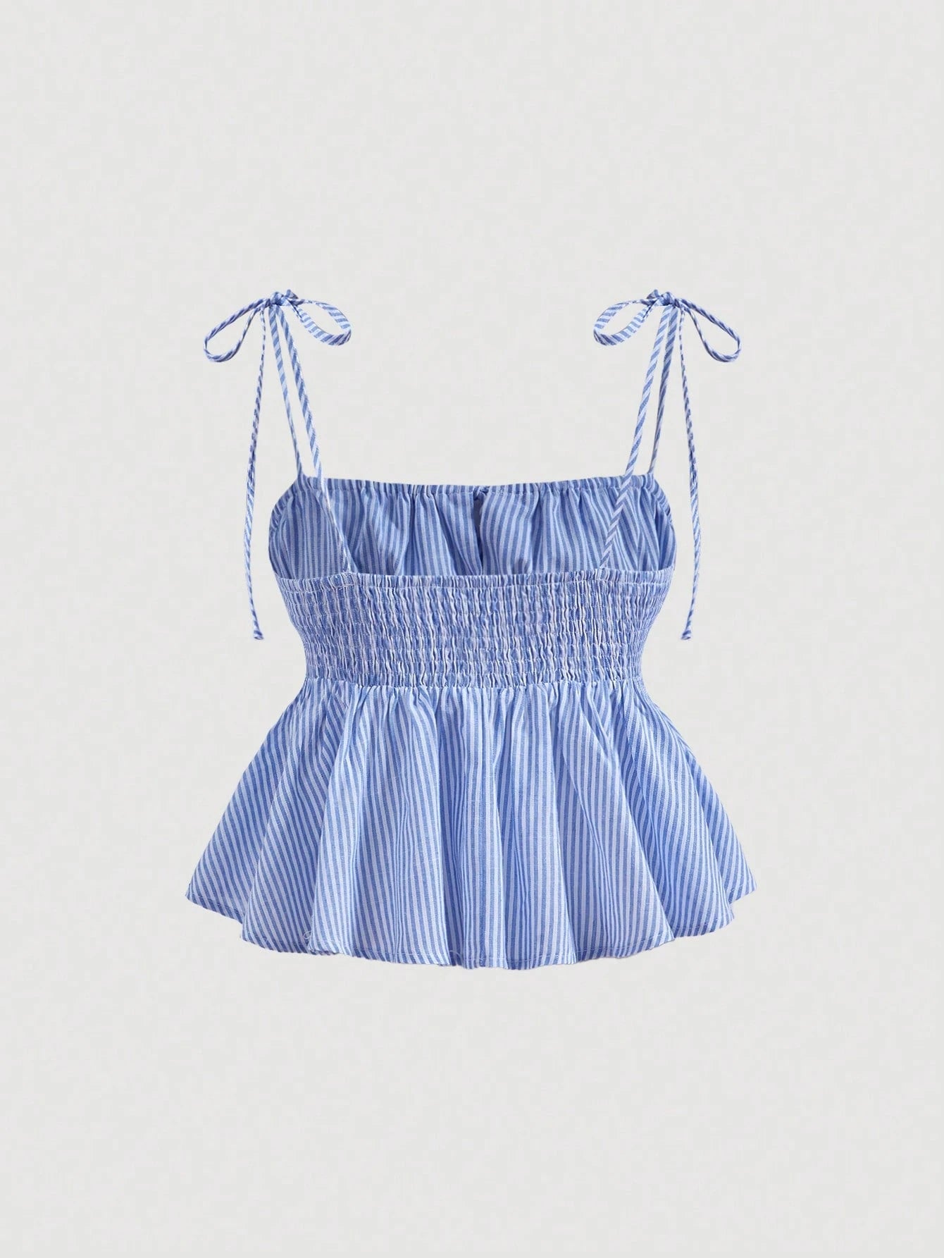 X YERIMUA MOD Women Square Neck Striped Knot Camisole Matched With High Waist Striped,Shorts,Summer Outfits Beach Vacation Blue And White Stripe Coastal Cute Casual
