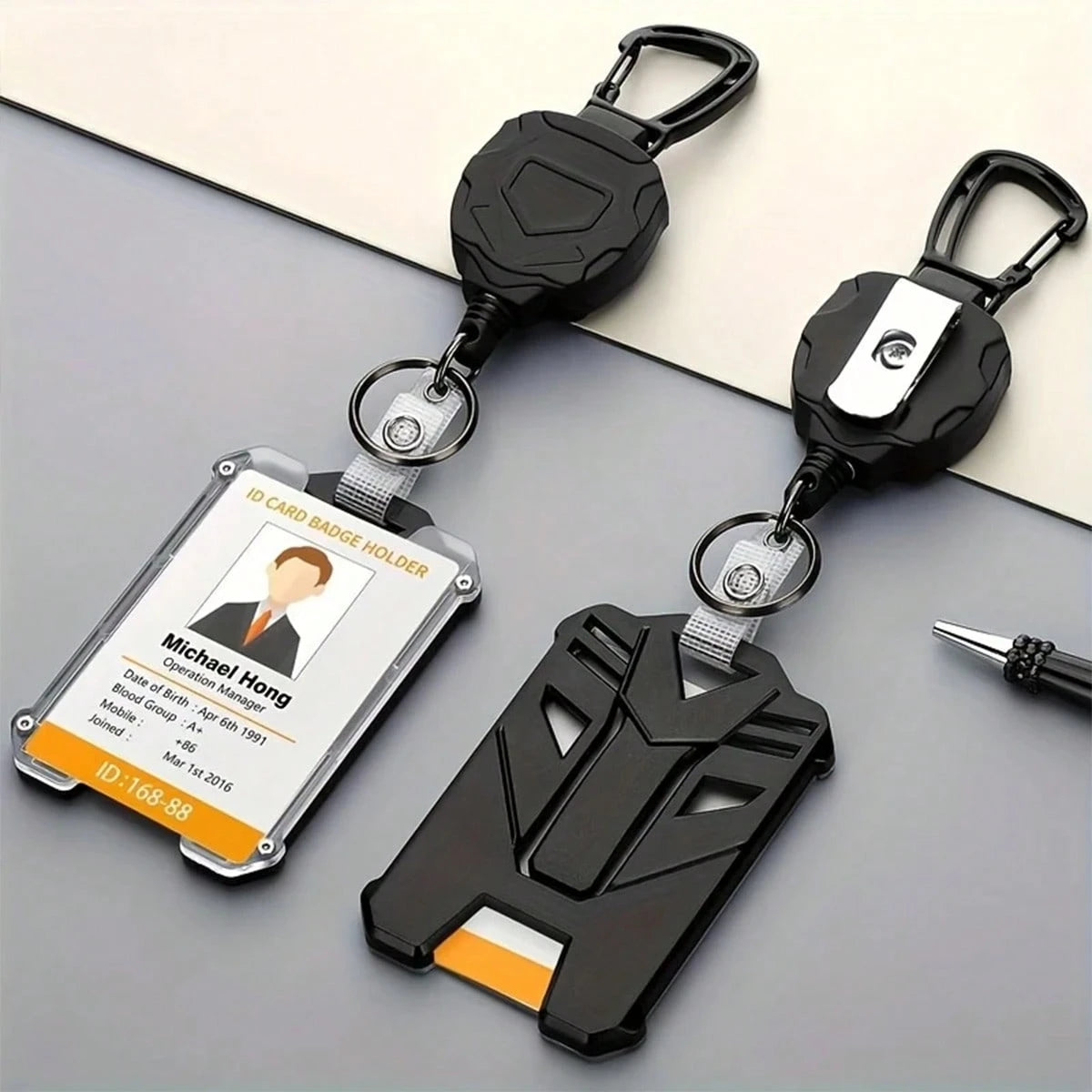 XD 1 Set Retractable ID Badge Holder Keychain, Portable Card Holder, 2025 Spring Fashion Card Wallet, Essential Study Supplies For Students And Office Workers, Office Accessories, Wallet Keychain Card