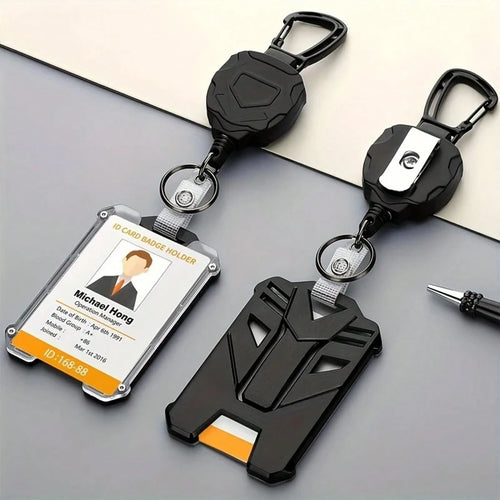 XD 1 Set Retractable ID Badge Holder Keychain, Portable Card Holder, 2025 Spring Fashion Card Wallet, Essential Study Supplies For Students And Office Workers, Office Accessories, Wallet Keychain Card