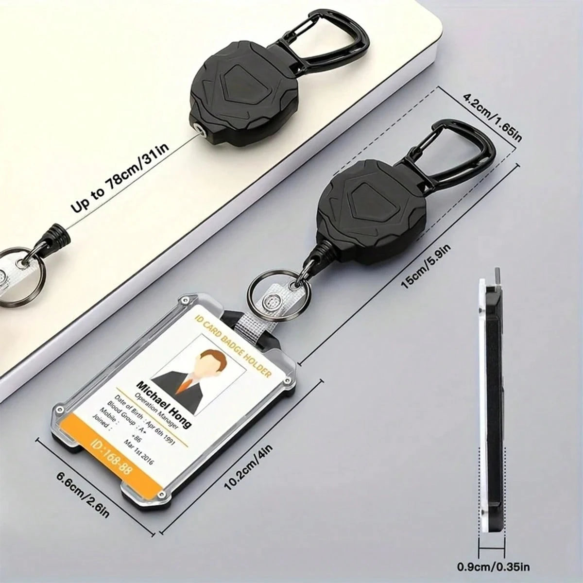 XD 1 Set Retractable ID Badge Holder Keychain, Portable Card Holder, 2025 Spring Fashion Card Wallet, Essential Study Supplies For Students And Office Workers, Office Accessories, Wallet Keychain Card