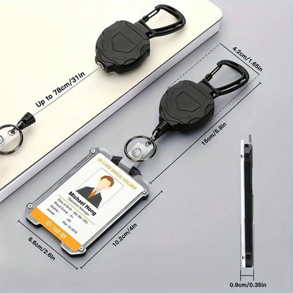 XD 1 Set Retractable ID Badge Holder Keychain, Portable Card Holder, 2025 Spring Fashion Card Wallet, Essential Study Supplies For Students And Office Workers, Office Accessories, Wallet Keychain Card