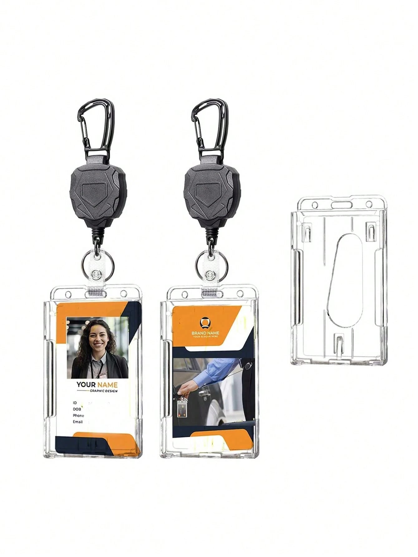 XD 1 Set Retractable ID Badge Holder Keychain, Portable Card Holder, 2025 Spring Fashion Card Wallet, Essential Study Supplies For Students And Office Workers, Office Accessories, Wallet Keychain Card