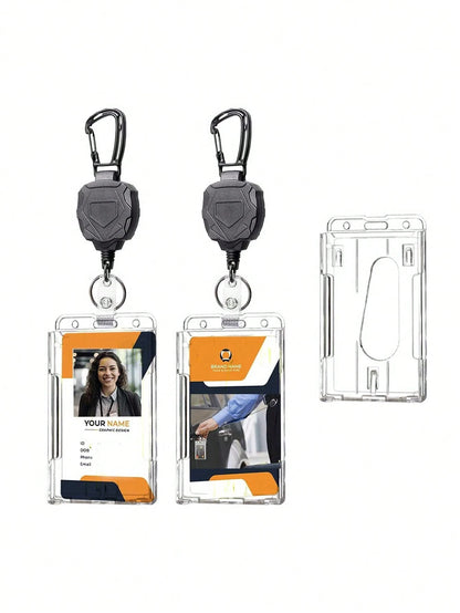XD 1 Set Retractable ID Badge Holder Keychain, Portable Card Holder, 2025 Spring Fashion Card Wallet, Essential Study Supplies For Students And Office Workers, Office Accessories, Wallet Keychain Card