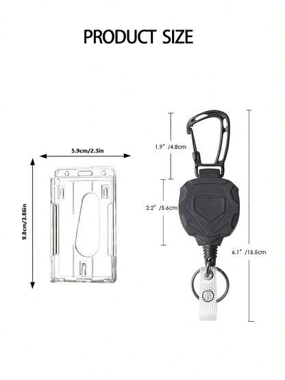 XD 1 Set Retractable ID Badge Holder Keychain, Portable Card Holder, 2025 Spring Fashion Card Wallet, Essential Study Supplies For Students And Office Workers, Office Accessories, Wallet Keychain Card