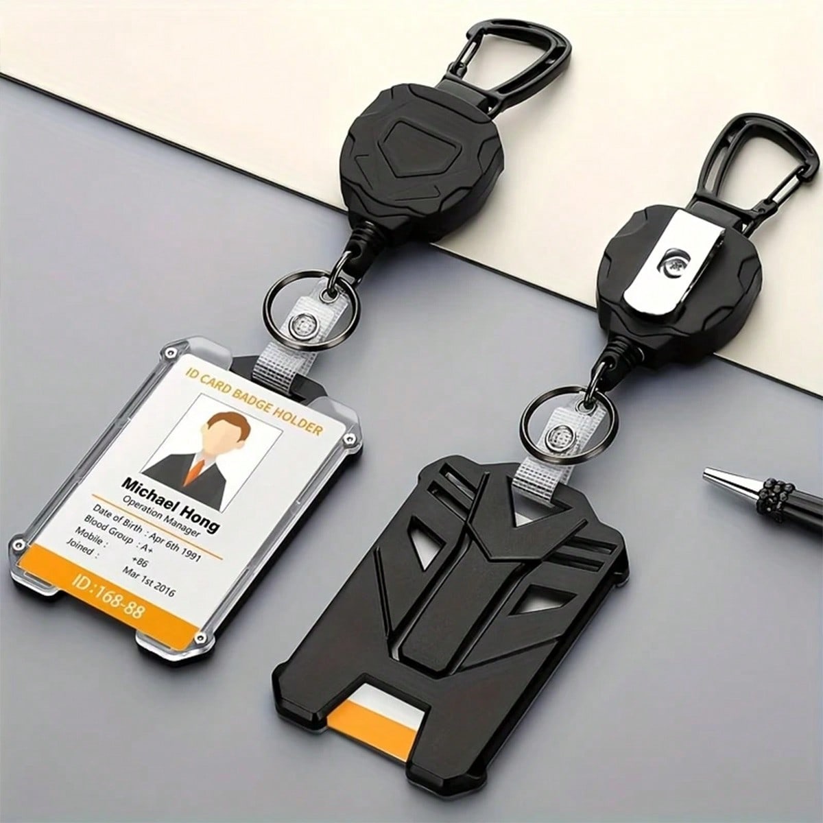 XD 1 Set Retractable ID Badge Holder Keychain, Portable Card Holder, 2025 Spring Fashion Card Wallet, Essential Study Supplies For Students And Office Workers, Office Accessories, Wallet Keychain Card
