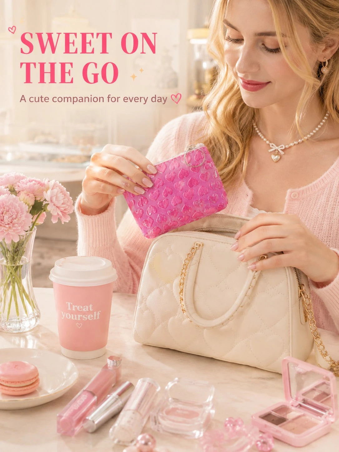 XD 12pcs/6pcs/3pcs/1pc Fashion Embossed Heart-Shaped Women's Coin Purse With Keychain, Can Store Keys, Data Cables, Coins And Rings, Suitable For Travel, Card Holder, Lipstick, Loose Change, Daily Dat