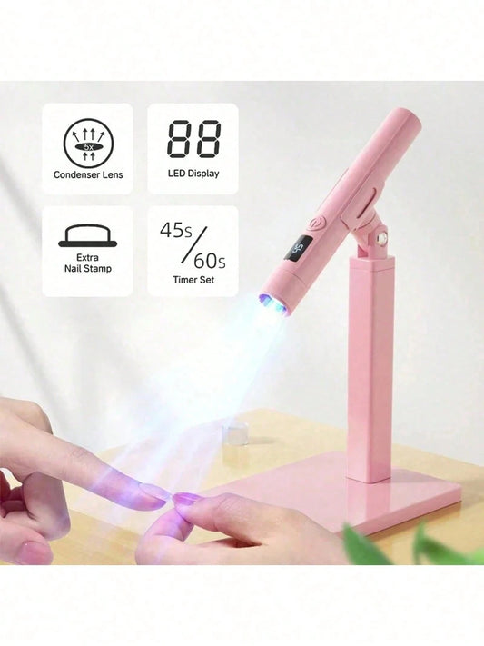 XEIJAYI Pink Stand-Up LED Nail Lamp- Dual-Color 360° UV Gel Curing Light For Home & Salon, Quick-Dry Nail Polish Dryer With No Black Hands Design, Perfect For DIY Manicure & Nail Art Lovers