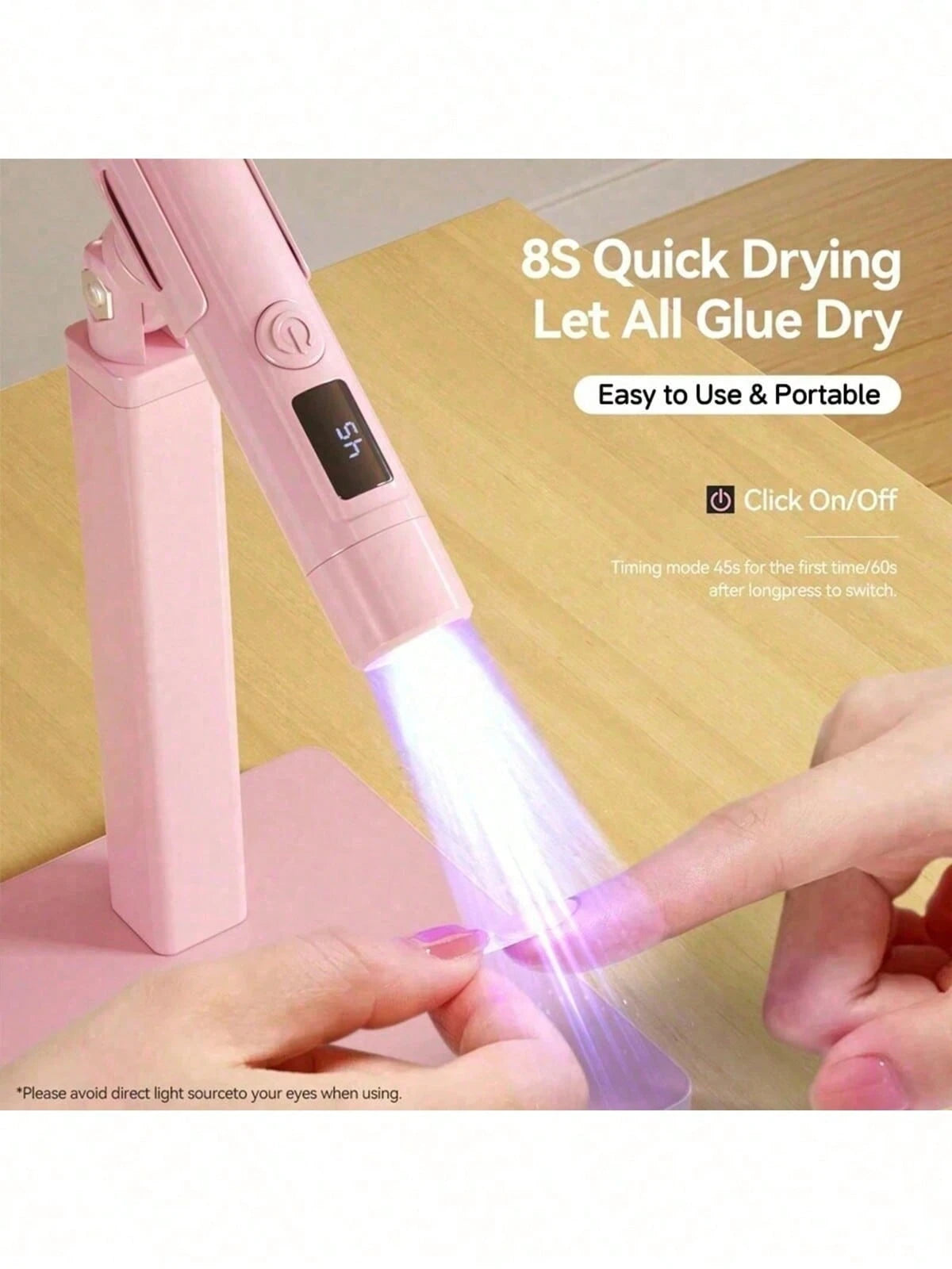 XEIJAYI Pink Stand-Up LED Nail Lamp- Dual-Color 360° UV Gel Curing Light For Home & Salon, Quick-Dry Nail Polish Dryer With No Black Hands Design, Perfect For DIY Manicure & Nail Art Lovers