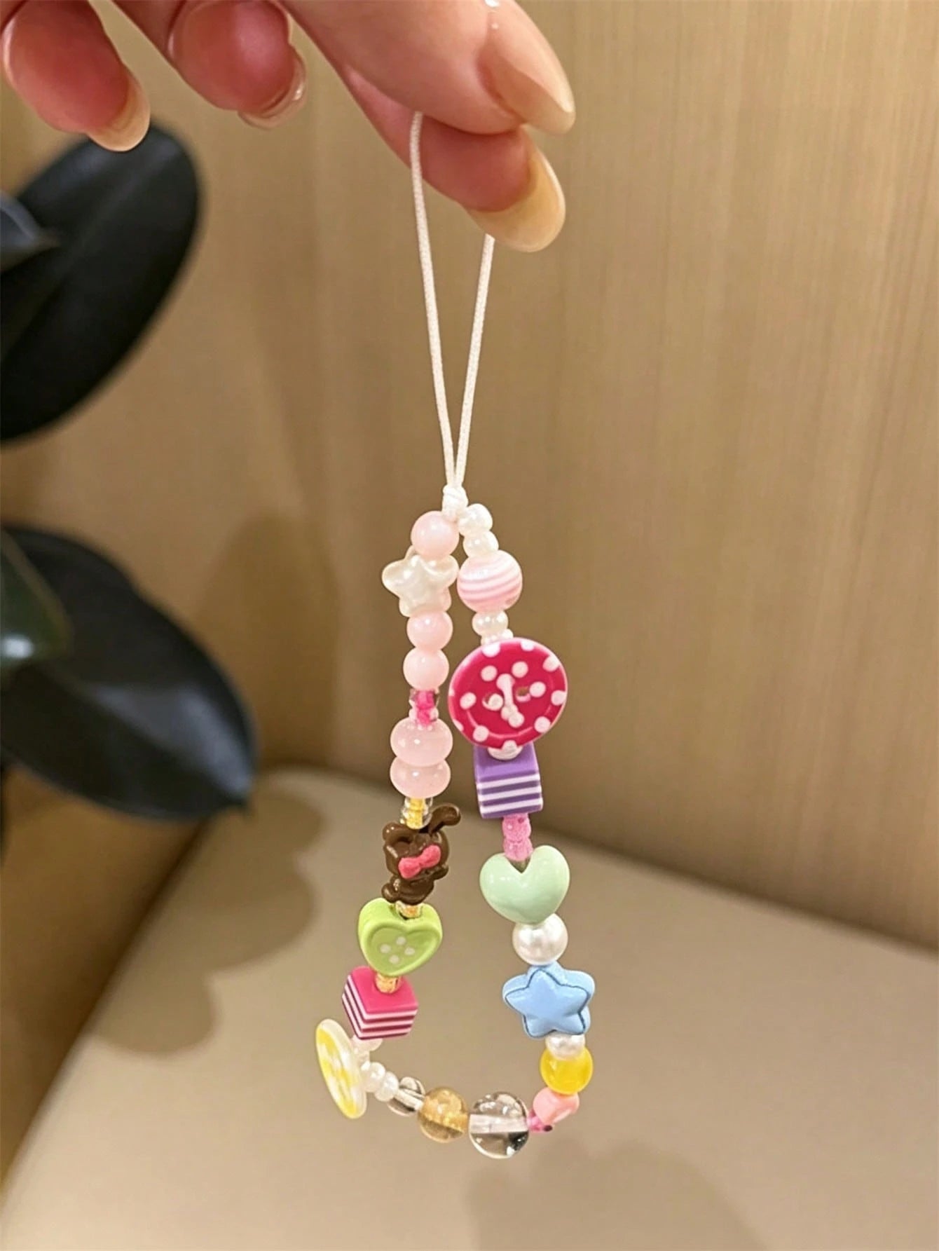 Y2K Lovely Star Heart Beaded CCD Pendant Mobile Phone Lanyard For Girl Phone Case Universal Chain Bag Accessories