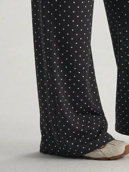 Y2K Polka Dot High Waist Butt-Lifting Wide Leg Pants Women's Summer Casual Vacation Outfit Sports, Athleisure, Aesthetic