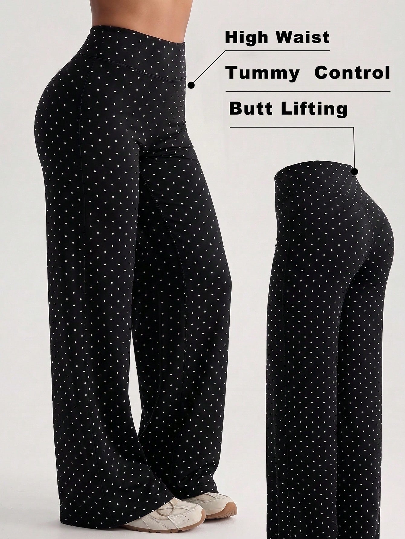 Y2K Polka Dot High Waist Butt-Lifting Wide Leg Pants Women's Summer Casual Vacation Outfit Sports, Athleisure, Aesthetic