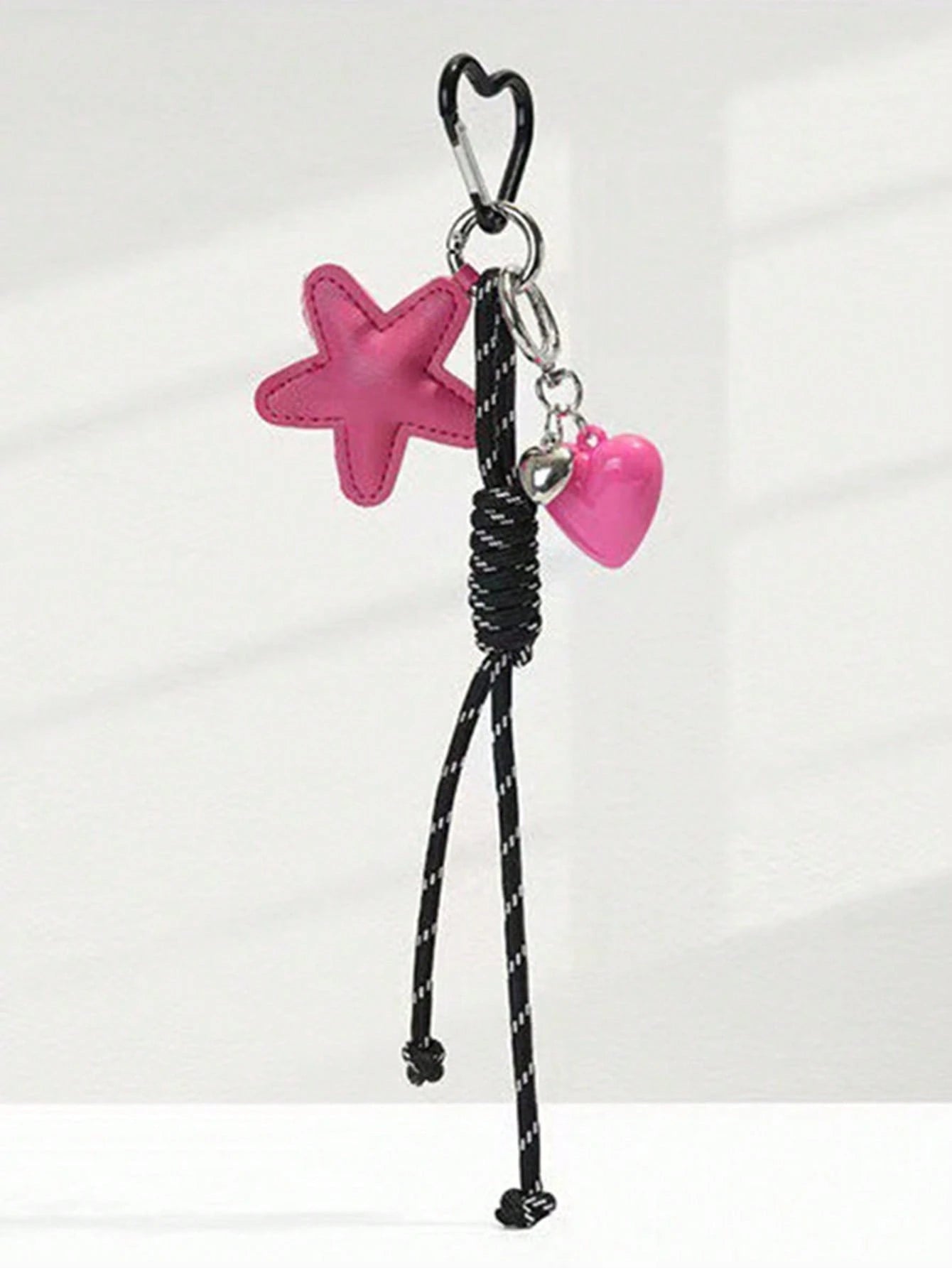 Y2K PU Leather Star Bag Charm, Handmade Nylon Rope Phone Pendant, Ins Single Buckle Tassel Keychain, Bow Star Keyring, Multi-Function Keychain Pendant, Exquisite Backpack Decor Accessories, Gift