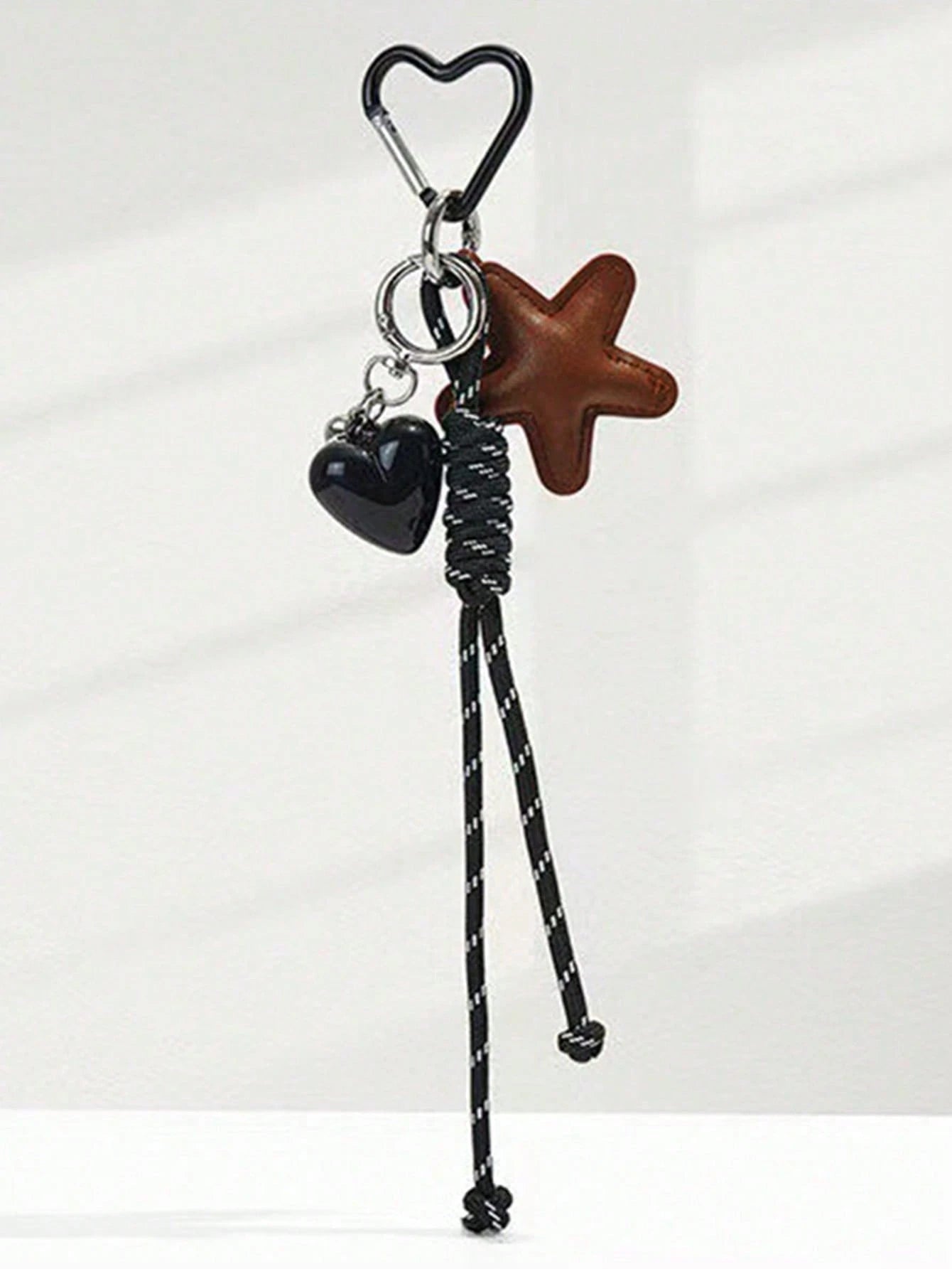 Y2K PU Leather Star Bag Charm, Handmade Nylon Rope Phone Pendant, Ins Single Buckle Tassel Keychain, Bow Star Keyring, Multi-Function Keychain Pendant, Exquisite Backpack Decor Accessories, Gift