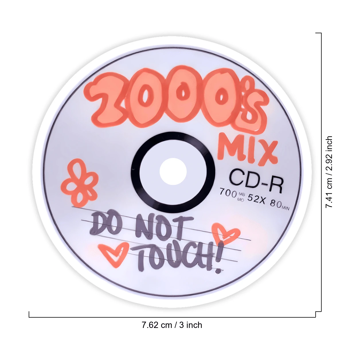 Y2K Retro CD Decor Sticker, Handwritten 2000s Mix Fun Floral Heart Design Self-Adhesive Decal, Ornament For Water Bottle Laptop Notebook Car Luggage Women Gift Accessories